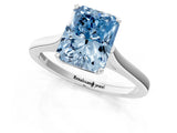 White gold Fancy Blue Radiant  Solitaire Heart Prong Engagement Ring with Tapered Band_56