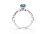 White gold Fancy Blue Radiant  Solitaire Marquise Side Stone Prong Setting Ring_46