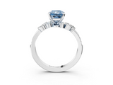 White gold Fancy Blue Radiant  Solitaire Marquise Twist Band with Six-Prong Setting_62