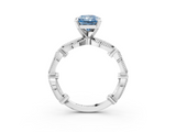 White gold Fancy Blue Radiant  Solitaire Milgrain Diamond Engagement Ring with Bezel and Marquise Band_111