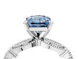 White gold Fancy Blue Radiant  Solitaire Milgrain Diamond Engagement Ring with Bezel and Marquise Band_112