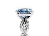 White gold Fancy Blue Radiant  Solitaire Milgrain Diamond Engagement Ring with Bezel and Marquise Band_113