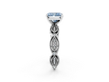 White gold Fancy Blue Radiant  Solitaire Milgrain Diamond Engagement Ring with Bezel and Marquise Band_114