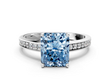 White gold Fancy Blue Radiant  Solitaire Pavé Band Prong Setting Ring_20