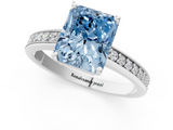 White gold Fancy Blue Radiant  Solitaire Pavé Band Prong Setting Ring_21