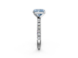 White gold Fancy Blue Radiant  Solitaire Pavé Band with Four-Prong Setting_158