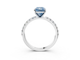 White gold Fancy Blue Radiant  Solitaire Pavé Band with Four-Prong Setting_159