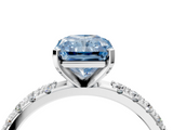 White gold Fancy Blue Radiant  Solitaire Pavé Band with Four-Prong Setting_160