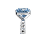 White gold Fancy Blue Radiant  Solitaire Pavé Band with Four-Prong Setting_161