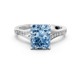 White gold Fancy Blue Radiant  Solitaire Pavé Band with Four-Prong Setting_28