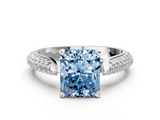 White gold Fancy Blue Radiant  Solitaire Pavé Diamond Engagement Ring with Four-Prong Setting_115