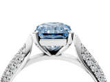 White gold Fancy Blue Radiant  Solitaire Pavé Diamond Engagement Ring with Four-Prong Setting_124