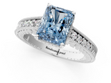 White gold Fancy Blue Radiant  Solitaire Pavé Diamond Milgrain Engagement Ring with Four-Prong Setting_4