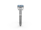 White gold Fancy Blue Radiant  Solitaire Pavé Diamond Milgrain Engagement Ring with Four-Prong Setting_5