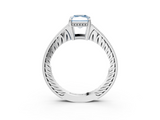 White gold Fancy Blue Radiant  Solitaire Pavé Diamond Milgrain Engagement Ring with Four-Prong Setting_6