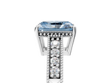 White gold Fancy Blue Radiant  Solitaire Pavé Diamond Milgrain Engagement Ring with Four-Prong Setting_8