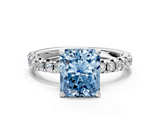 White gold Fancy Blue Radiant  Solitaire Pave Diamond Engagement Ring with Four-Prong Setting_260