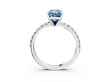 White gold Fancy Blue Radiant  Solitaire Pave Diamond Engagement Ring with Four-Prong Setting_264