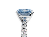 White gold Fancy Blue Radiant  Solitaire Pave Diamond Engagement Ring with Four-Prong Setting_265