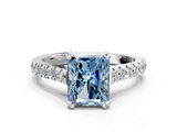 White gold Fancy Blue Radiant  Solitaire Pave Diamond Engagement Ring with Prong Setting_20