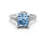 White gold Fancy Blue Radiant  Solitaire Pave Split Shank Ring with Four-Prong Setting_111