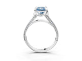White gold Fancy Blue Radiant  Solitaire Pave Split Shank Ring with Four-Prong Setting_114