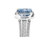 White gold Fancy Blue Radiant  Solitaire Pave Split Shank Ring with Four-Prong Setting_116