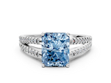 White gold Fancy Blue Radiant  Solitaire Split Shank Pavé Diamond Engagement Ring_385