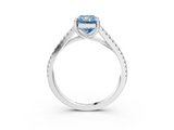 White gold Fancy Blue Radiant  Solitaire Split Shank Pavé Diamond Engagement Ring_387