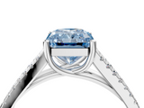 White gold Fancy Blue Radiant  Solitaire Split Shank Pavé Diamond Engagement Ring_392