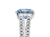 White gold Fancy Blue Radiant  Solitaire Split Shank Pavé Diamond Engagement Ring_393