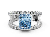 White gold Fancy Blue Radiant  Solitaire Split Shank Pave Diamond Ring_49