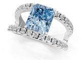 White gold Fancy Blue Radiant  Solitaire Split Shank Pave Diamond Ring_50