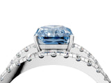 White gold Fancy Blue Radiant  Solitaire Split Shank Pave Diamond Ring_53