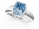 White gold Fancy Blue Radiant  Solitaire Tension Set Diamond Ring with Wide Band_38