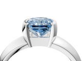 White gold Fancy Blue Radiant  Solitaire Tension Set Diamond Ring with Wide Band_41
