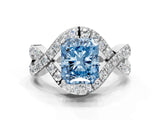 White gold Fancy Blue Radiant  Solitaire Twist Band Pavé Diamond Engagement Ring_32