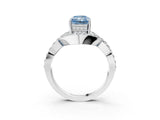 White gold Fancy Blue Radiant  Solitaire Twist Band Pavé Diamond Engagement Ring_35