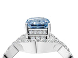 White gold Fancy Blue Radiant  Solitaire Twist Band Pavé Diamond Engagement Ring_35