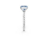 White gold Fancy Blue Radiant  Solitaire Twist Band Ring with Four-Prong Setting_14