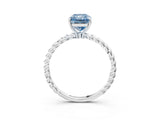 White gold Fancy Blue Radiant  Solitaire Twist Band Ring with Four-Prong Setting_15