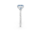 White gold Fancy Blue Radiant  Solitaire Twist Band Ring with Four-Prong Setting_165
