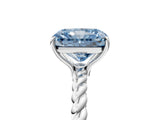 White gold Fancy Blue Radiant  Solitaire Twist Band Ring with Four-Prong Setting_169