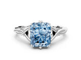 White gold Fancy Blue Radiant  Solitaire Twist Band Six-Prong Setting 1