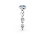White gold Fancy Blue Radiant  Solitaire Twist Band with Leaf Prong Setting 4