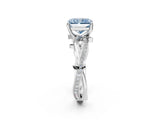 White gold Fancy Blue Radiant  Solitaire Twist Band with Pavé Accents and Four-Prong Setting_22