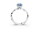 White gold Fancy Blue Radiant  Solitaire Twist Band with Pavé Accents and Four-Prong Setting_23
