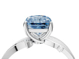White gold Fancy Blue Radiant  Solitaire Twist Band with Pavé Accents and Four-Prong Setting_24