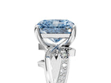 White gold Fancy Blue Radiant  Solitaire Twist Band with Pavé Accents and Four-Prong Setting_25