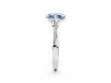 White gold Fancy Blue Radiant  Solitaire Twist Band with Pavé Diamonds and Four-Prong Setting_67